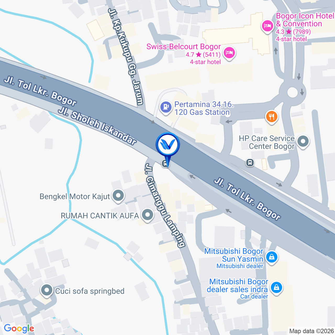 Peta Lokasi JL. Soleh Iskandar (Exit Tol Borr Yasmin), Bogor