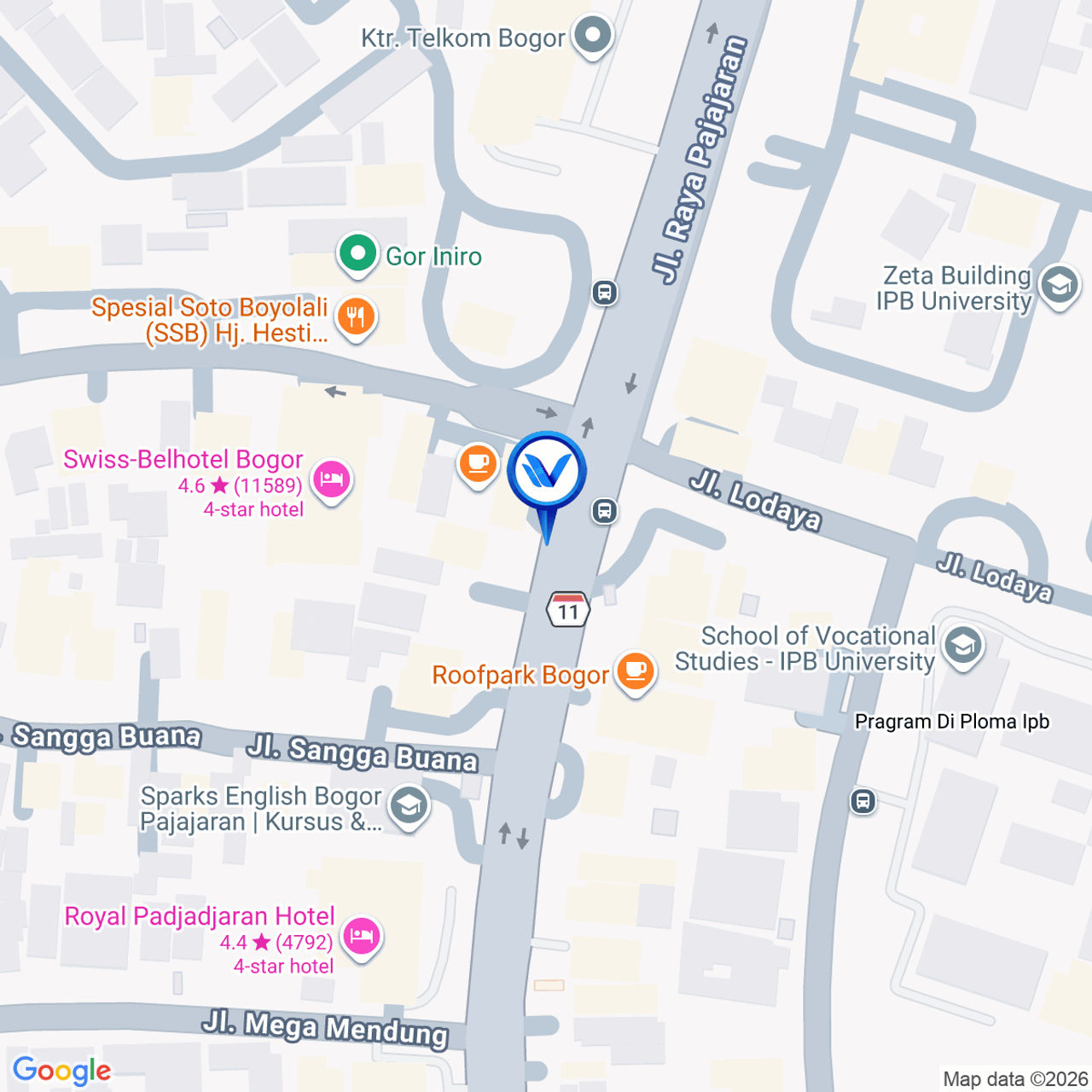 Peta Lokasi JL. Pajajaran (Kopi Tugoh), Bogor
