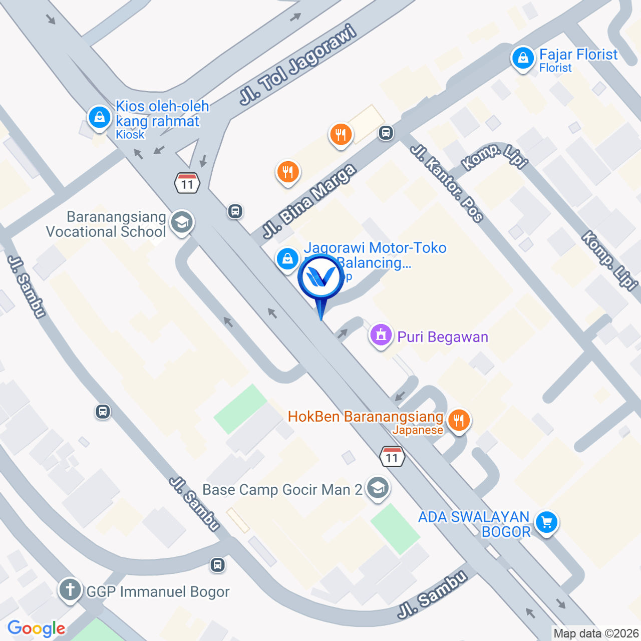 Peta Lokasi JL. Pajajaran (Depan Carls JR), Bogor