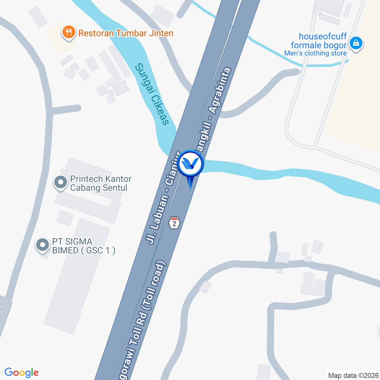 Peta Lokasi ToL Jagorawi KM 37+200, Bogor