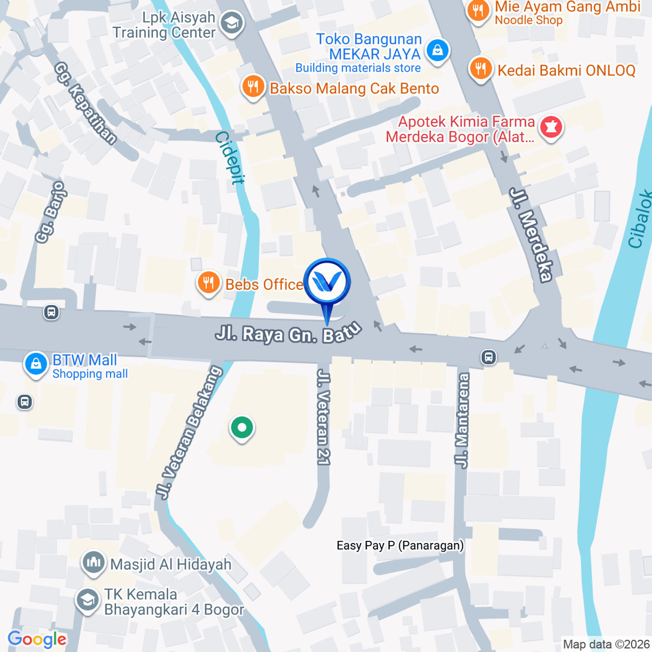 Peta Lokasi JL. Veteran (Sebrang CitiPlaza), Bogor