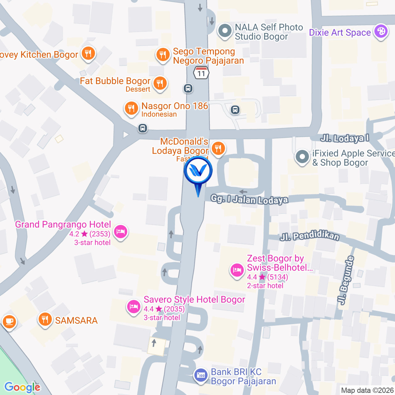 Peta Lokasi JL. Raya Padjajaran (Depan McDonald), Bogor