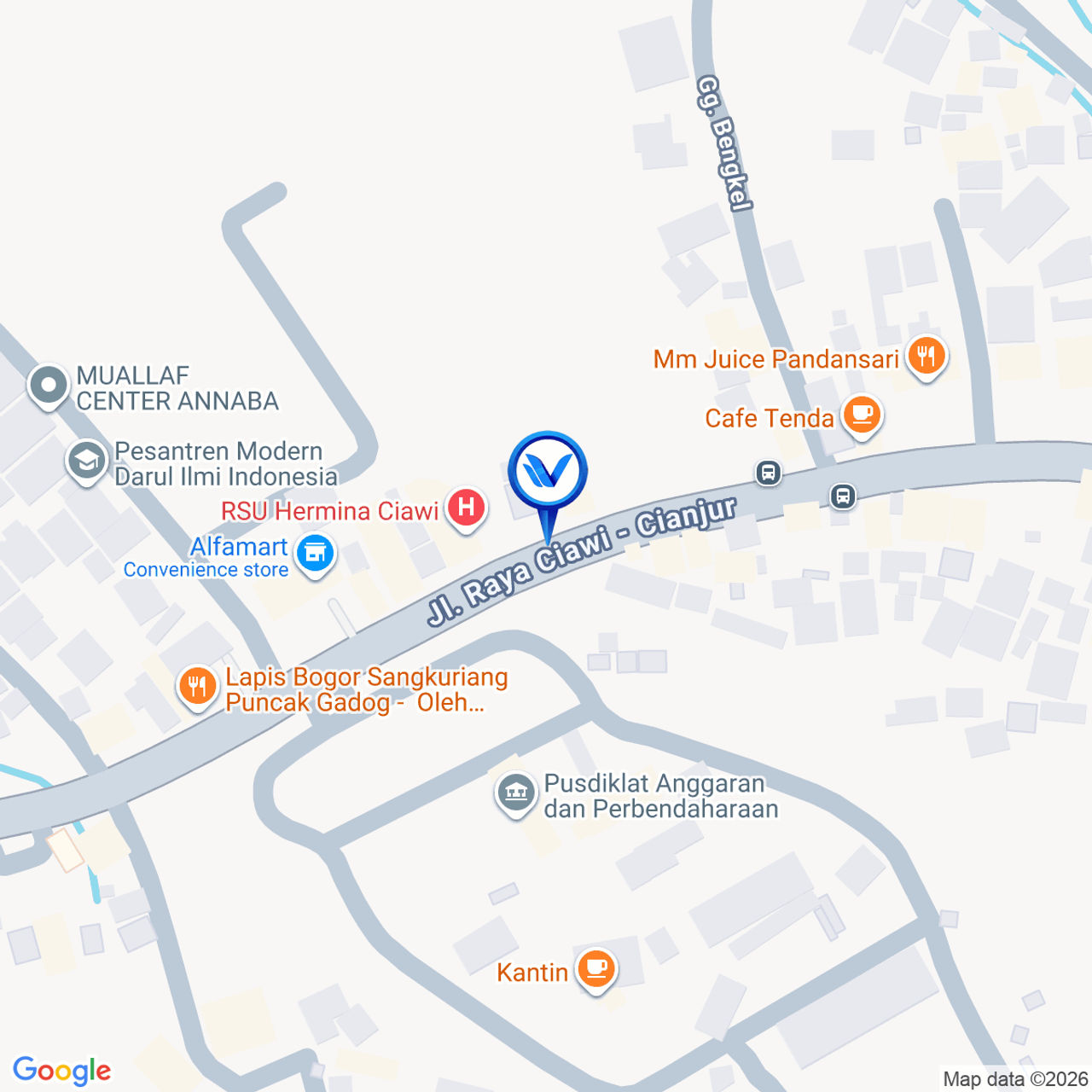 Peta Lokasi Jl. Raya Puncak (Pusdiklat Anggaran Kemenkeu), Bogor