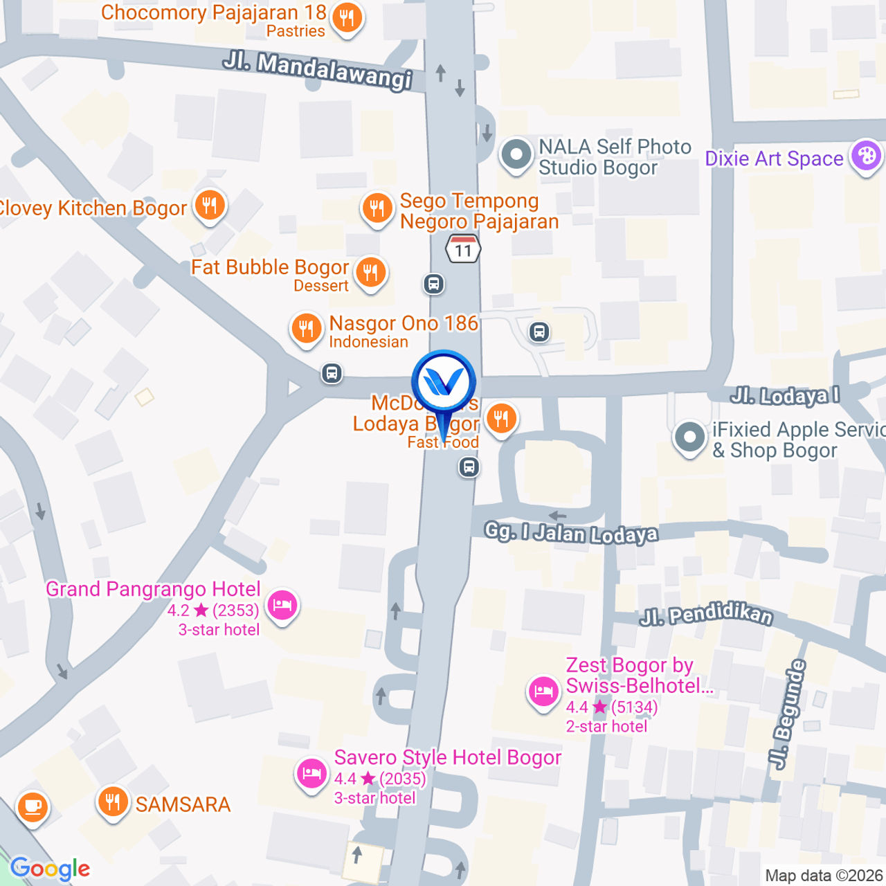 Peta Lokasi JL. Raya Padjajaran (Depan Mc Donald), Bogor