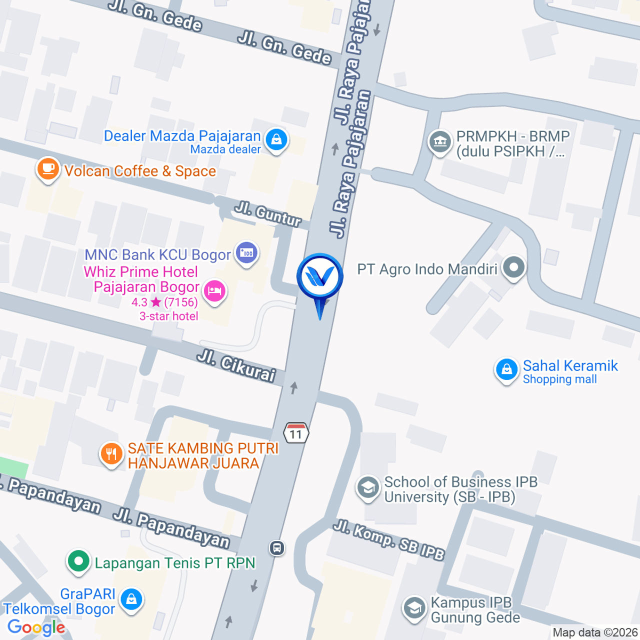 Peta Lokasi JL. Raya Padjajaran (Depan Telkom/S2 IPB), Bogor