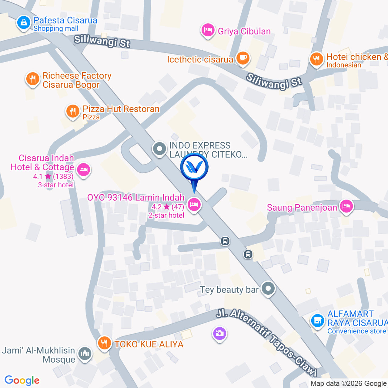 Peta Lokasi JL. Raya Puncak Setelah Pasar Cisarua, Bogor