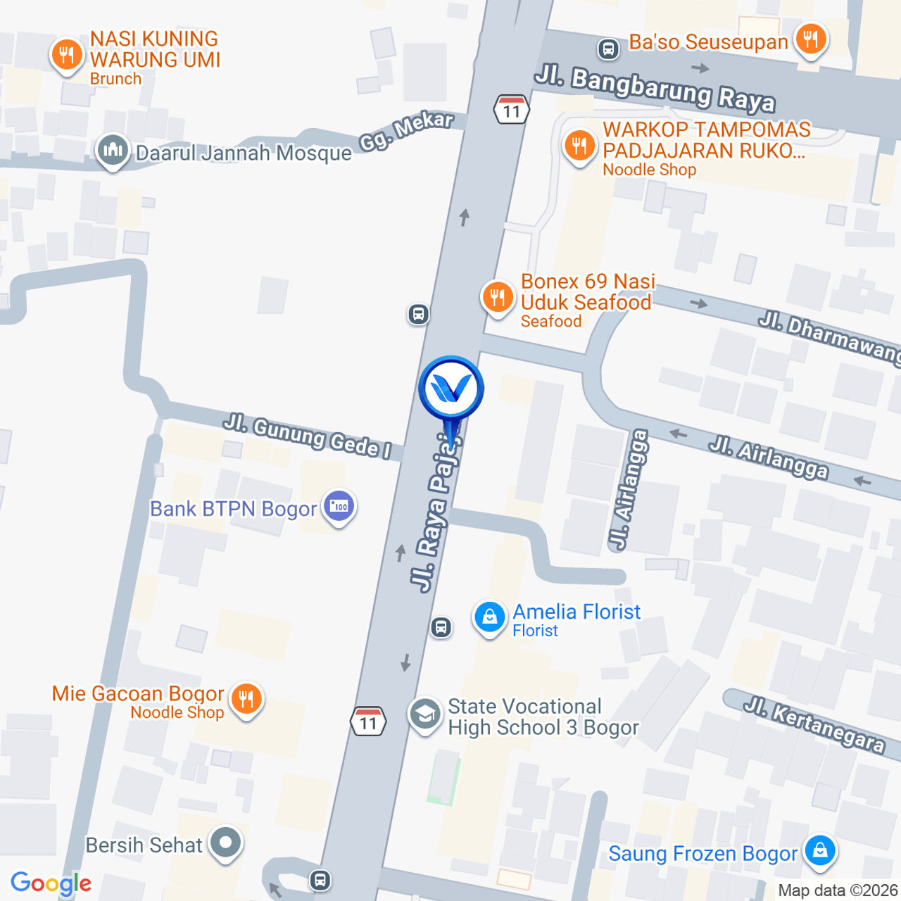 Peta Lokasi JL. Raya Padjajaran (SDN Gunung Gede), Bogor