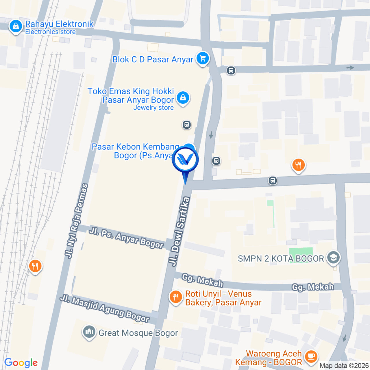 Peta Lokasi Jl. Dewi Sartika (Pasar Anyar), Bogor