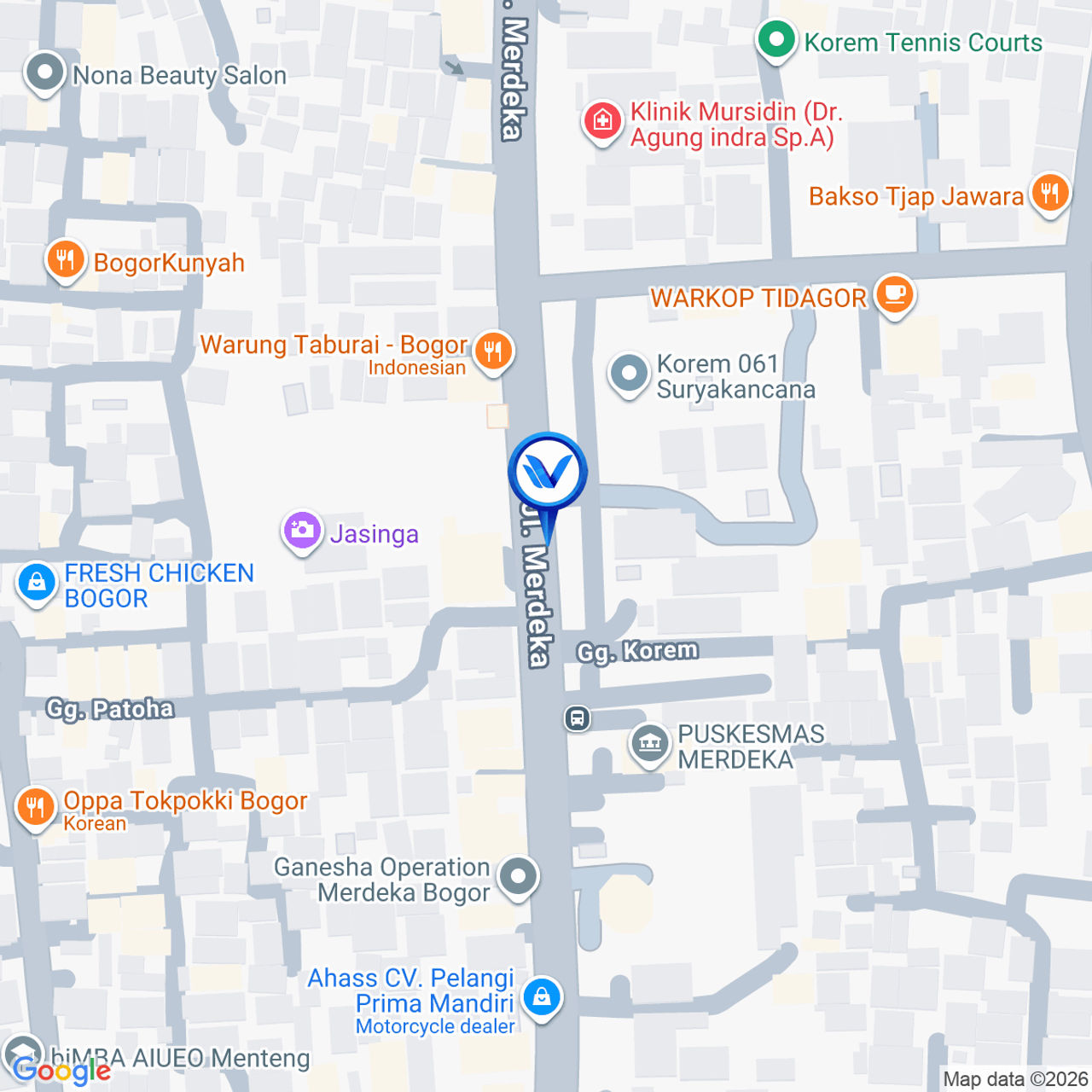Peta Lokasi JL. Merdeka (Depan Makorem Surya Kencana 061), Bogor