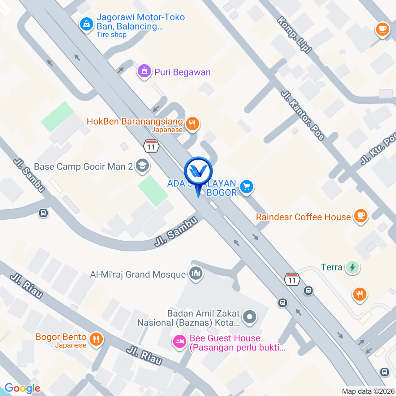 Peta Lokasi JL. Pajajaran (Dekat Masjid Raya Bogor), Bogor