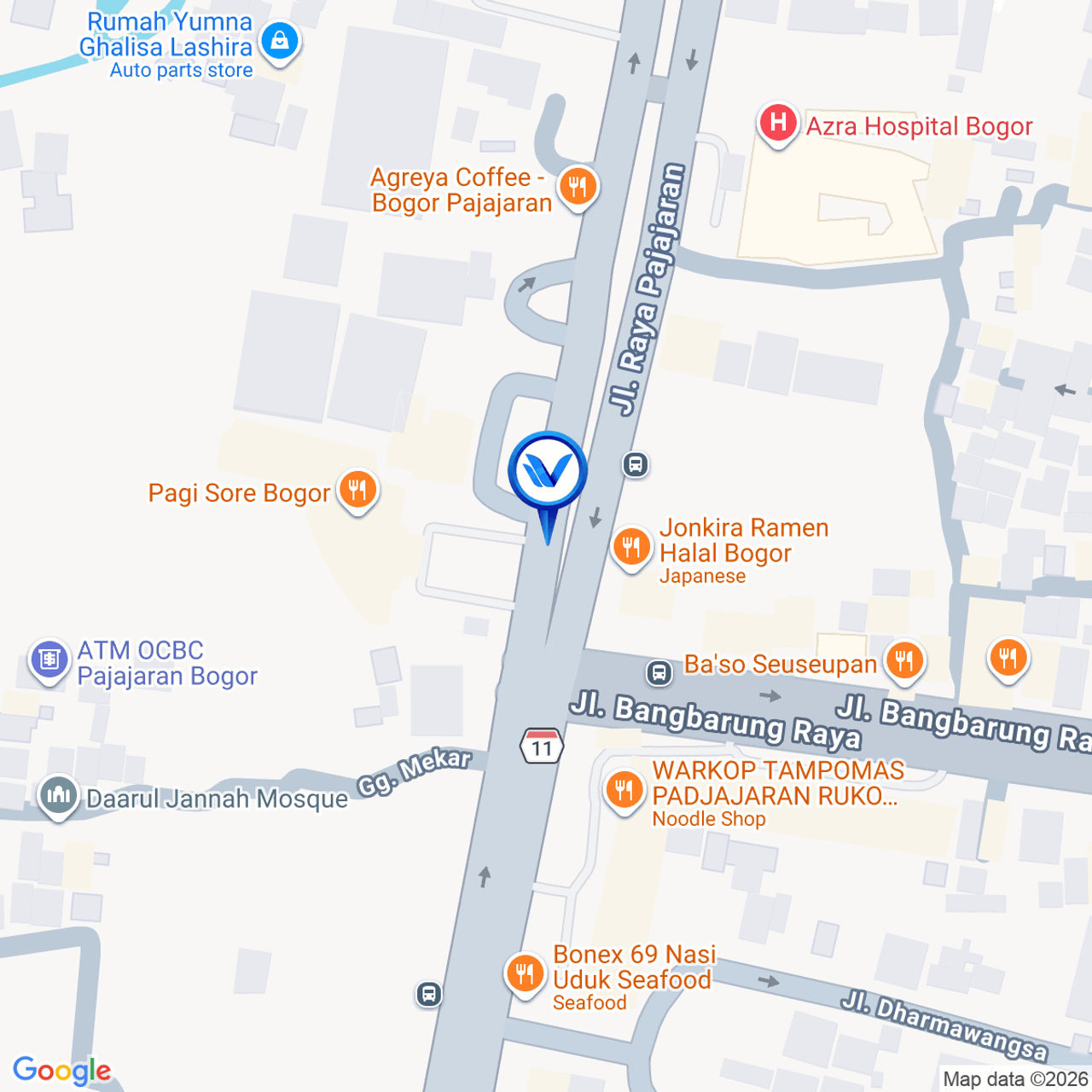 Peta Lokasi JL. Pajajaran (Depan RM Pagi Sore), Bogor