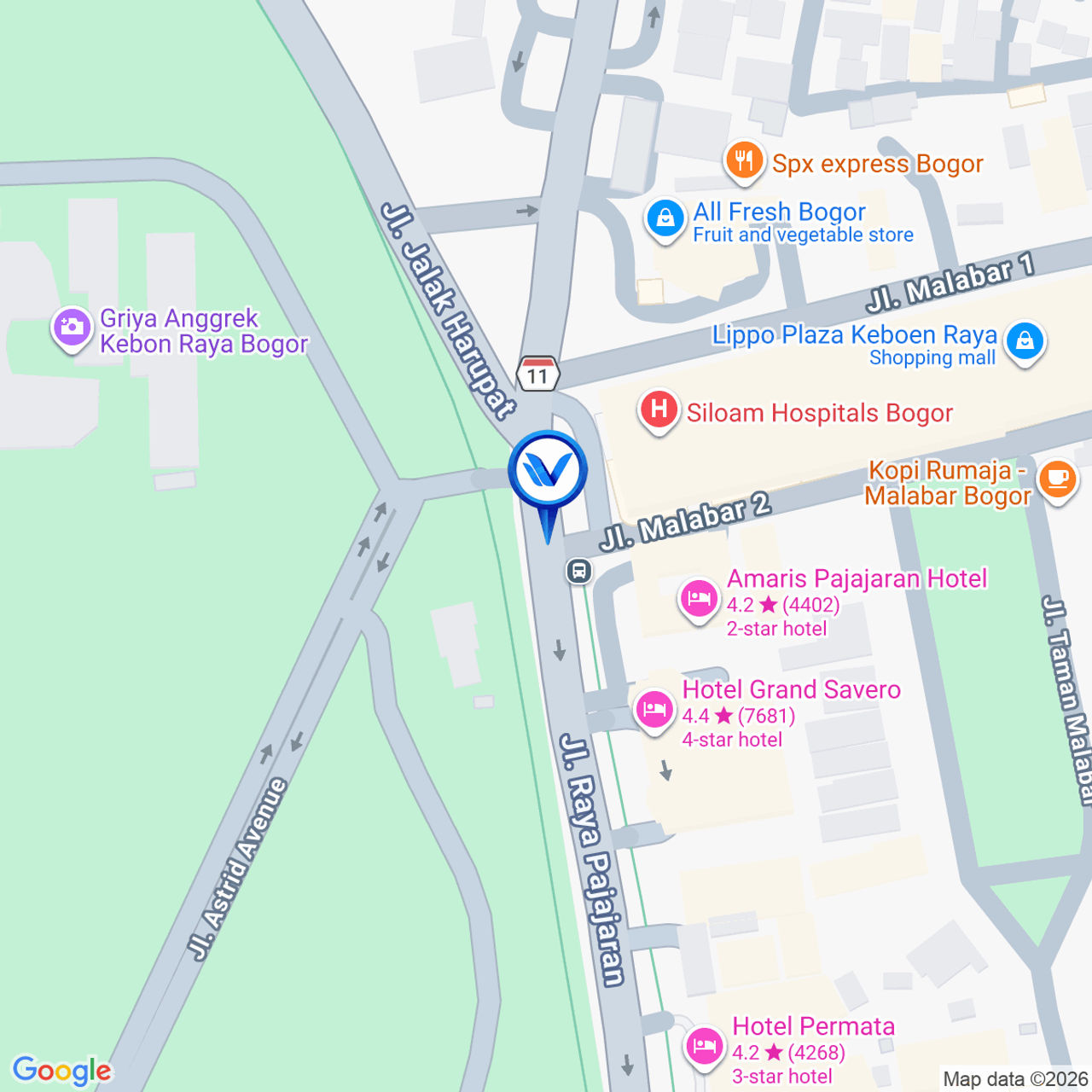 Peta Lokasi JL. Padjajaran (Depan Lippo Plaza), Bogor