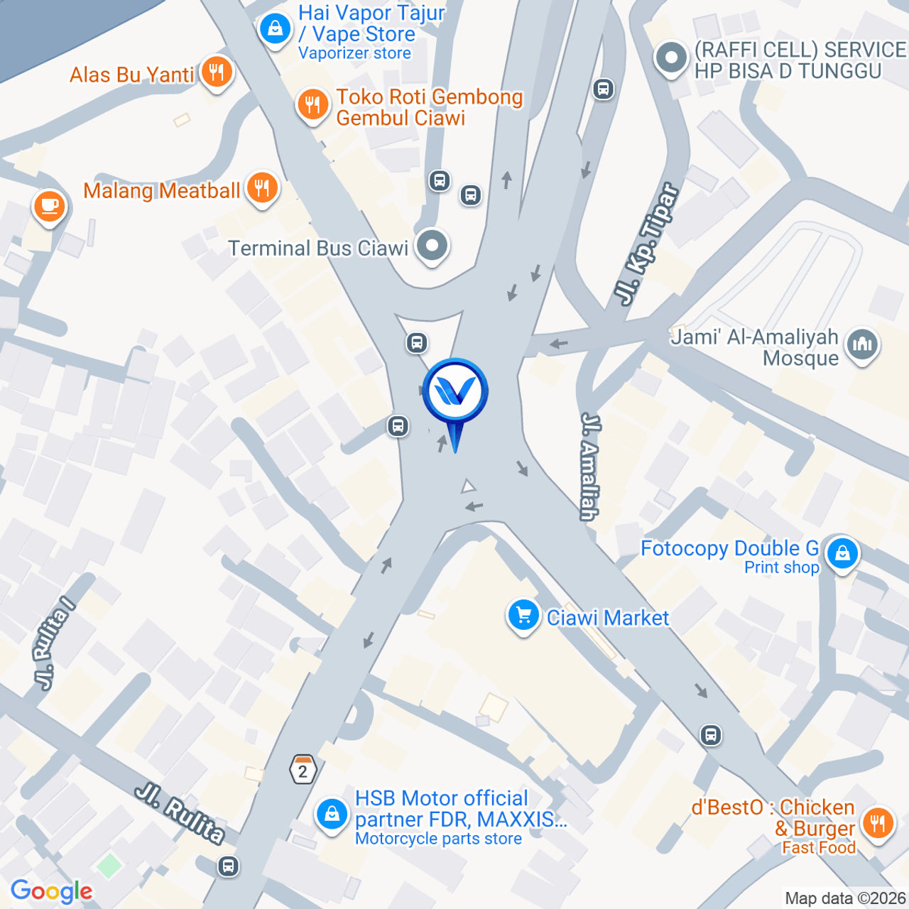 Peta Lokasi Jl. Raya Sukabumi (Depan Pasar Ciawi), Bogor