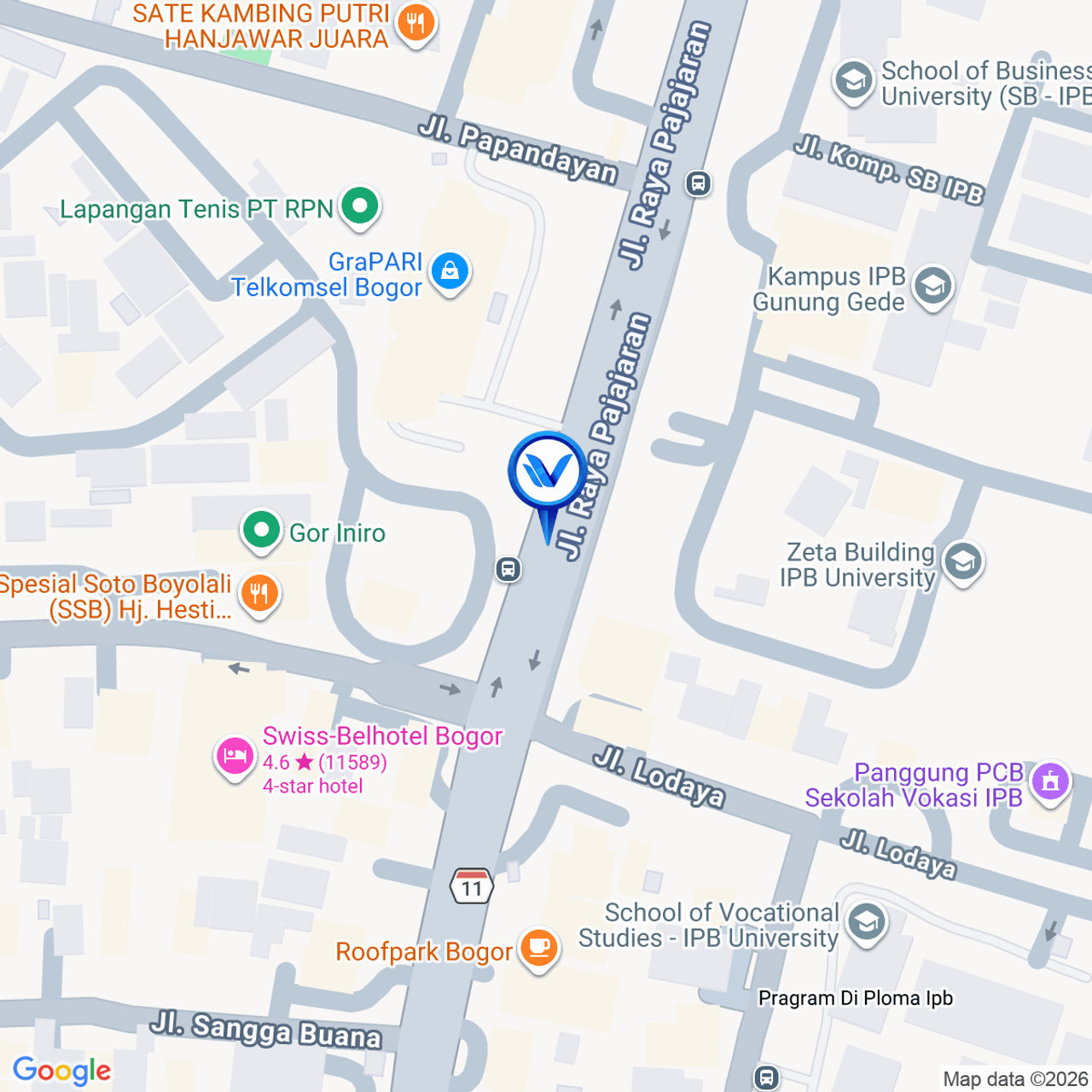 Peta Lokasi JL. Raya Pajajaran Depan Kantor Telkom, Bogor