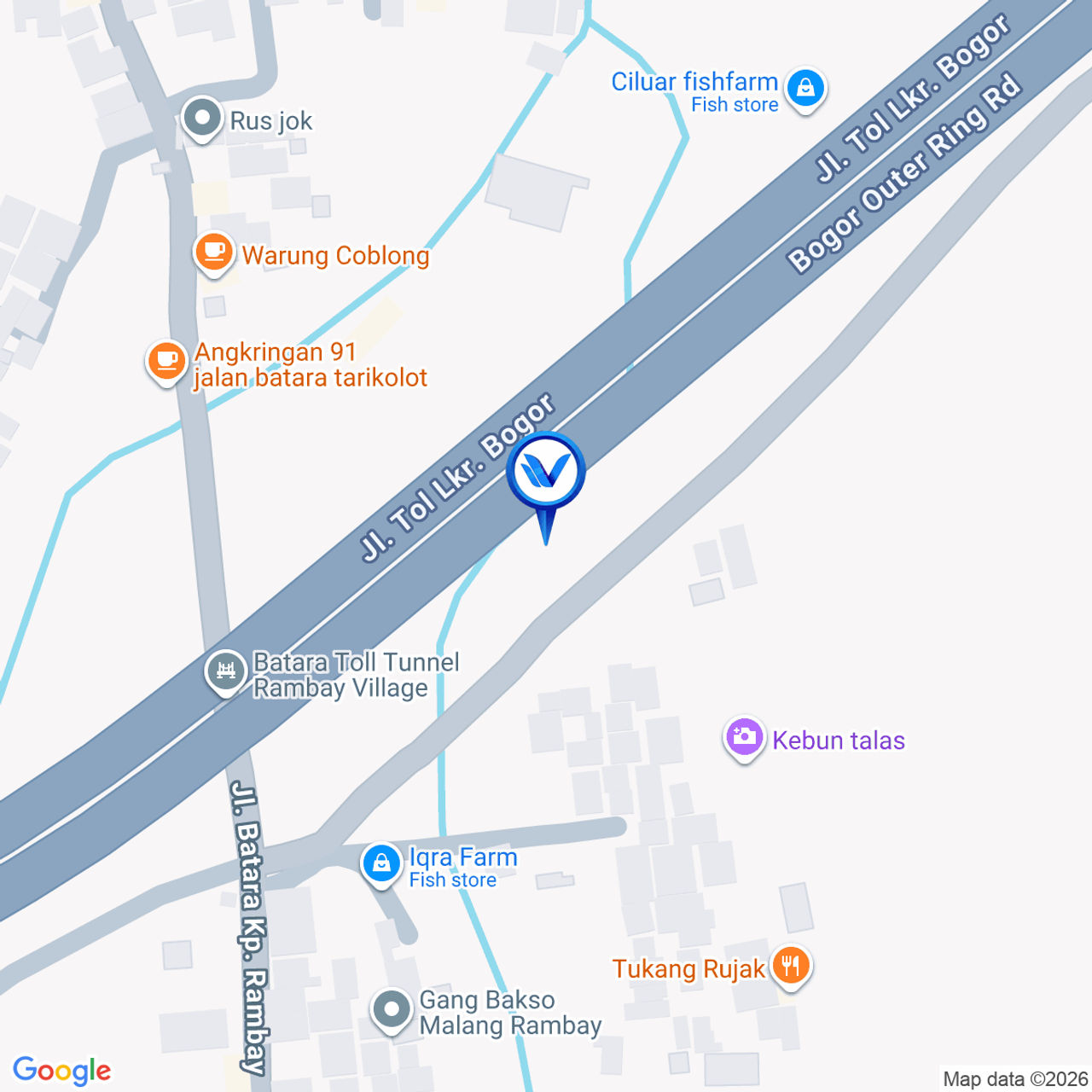 Peta Lokasi TOL BORR KM 1+400, Bogor