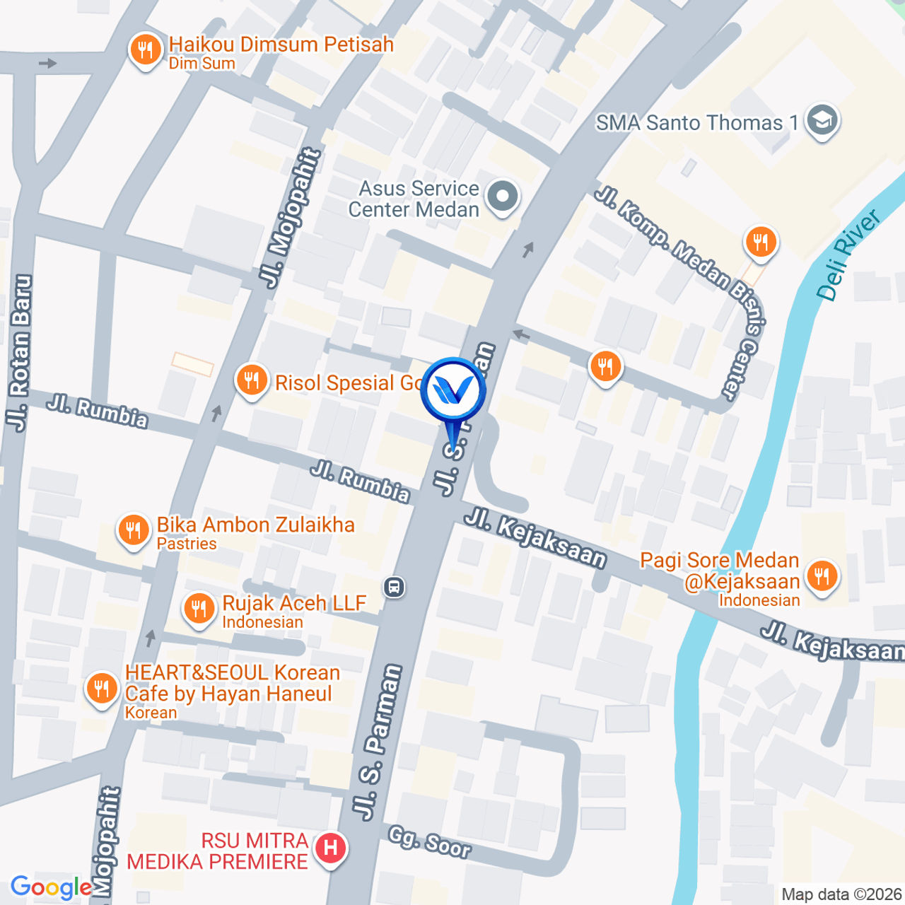 Peta Lokasi JL. S. PARMAN. SIMP. JL. KEJAKSAAN, MEDAN