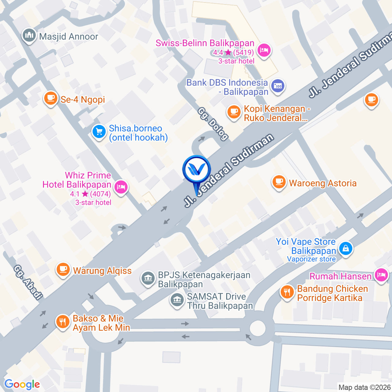 Peta Lokasi JL. Jenderal Sudirman (Dealer Hyundai), Balikpapan