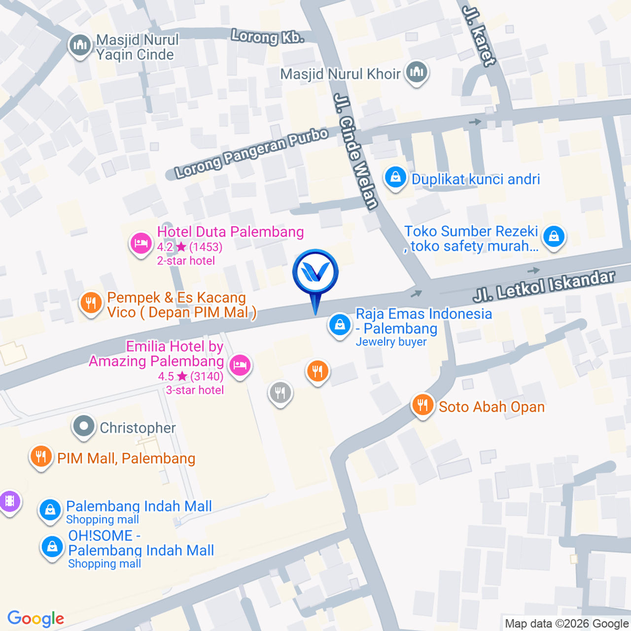 Peta Lokasi JL. Letkol Iskandar, Palembang