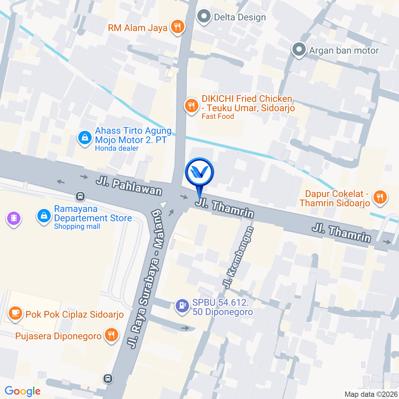 Peta Lokasi JL. Thamrin, Sidoarjo