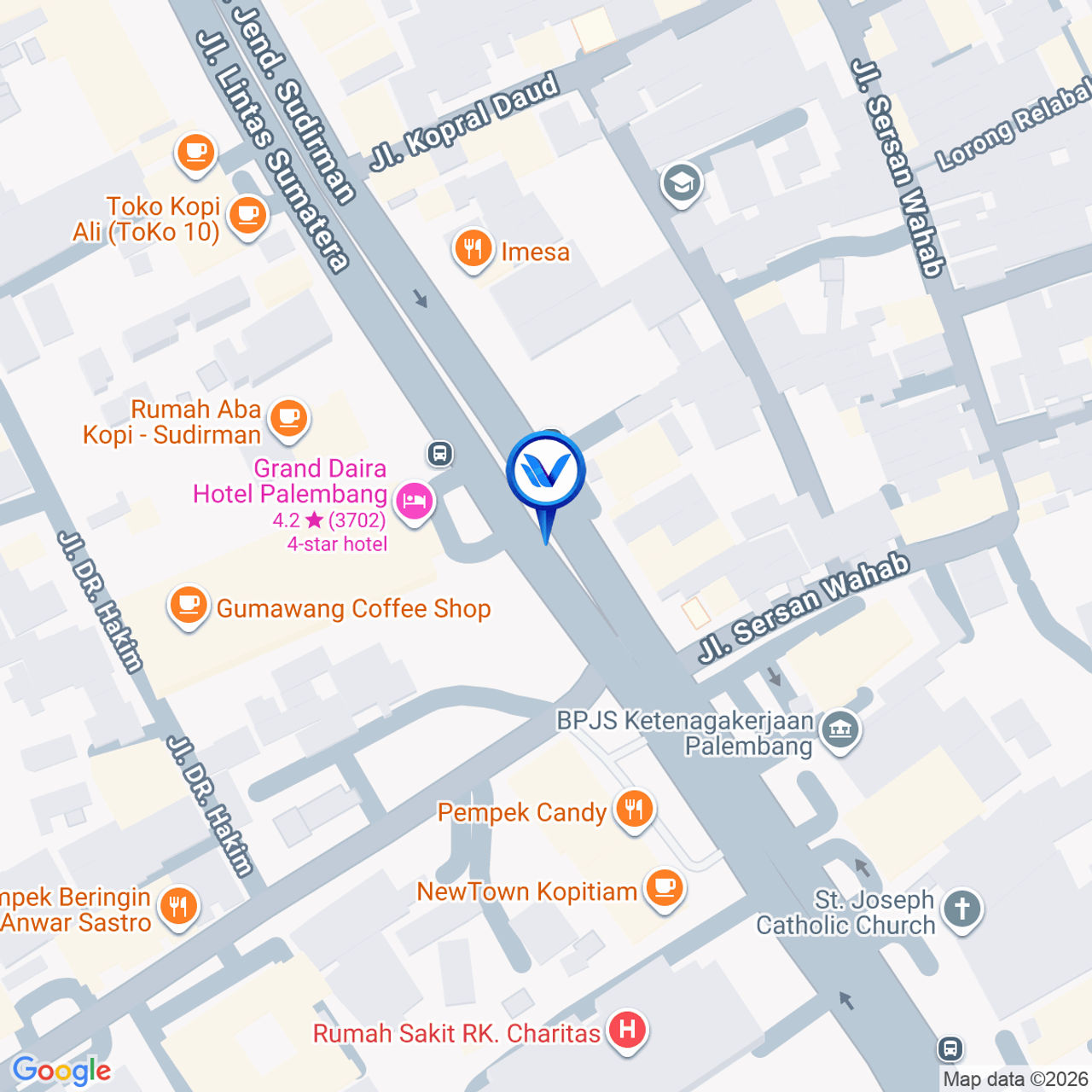 Peta Lokasi JL. Jend Sudirman (Pangdam), Palembang