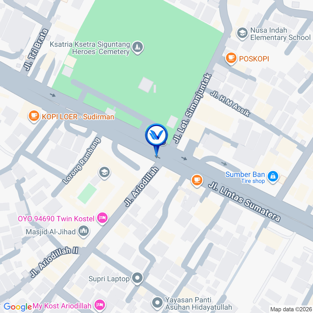 Peta Lokasi JL. Jend Sudirman (Pahlawan), Palembang