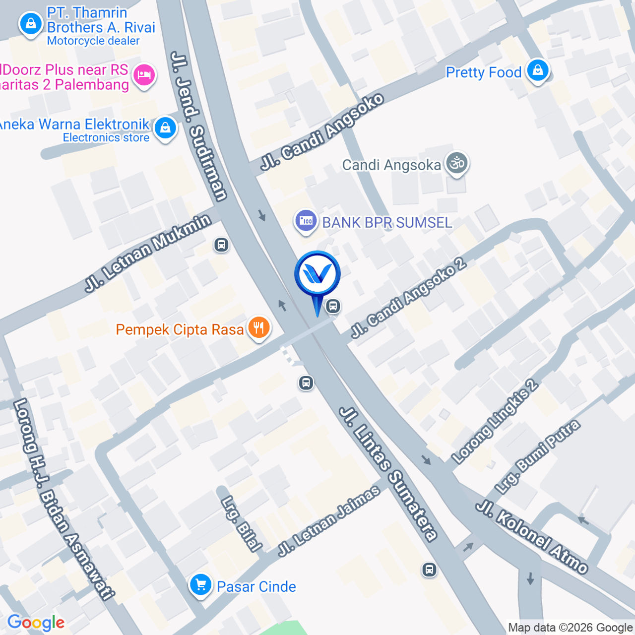 Peta Lokasi JL. Jend Sudirman (JPO Globe), Palembang