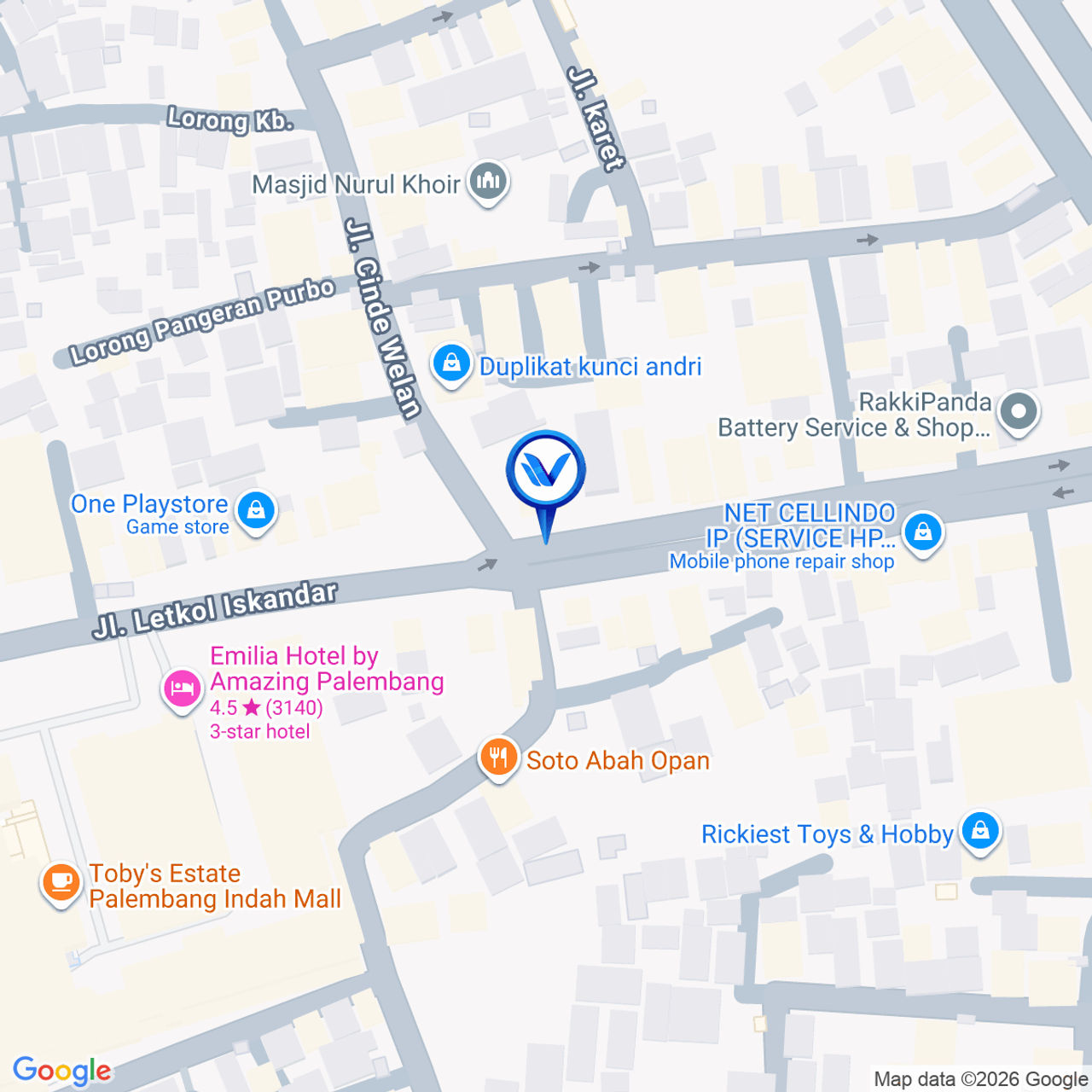 Peta Lokasi JL. Letkol Iskandar (Candiwalang), Palembang