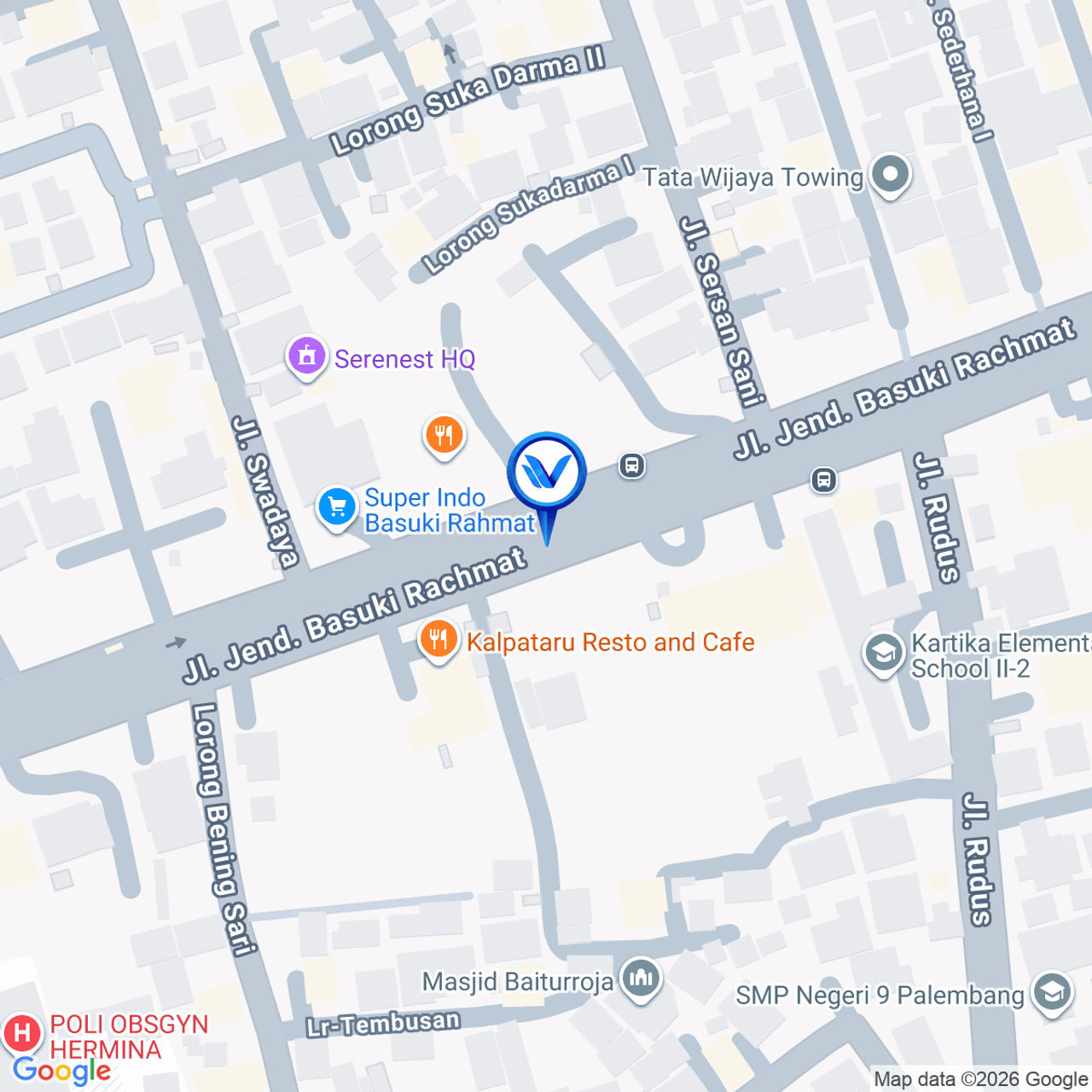Peta Lokasi JL. BASUKI RAHMAT (SEPUTAR HOTEL ASTON), PALEMBANG