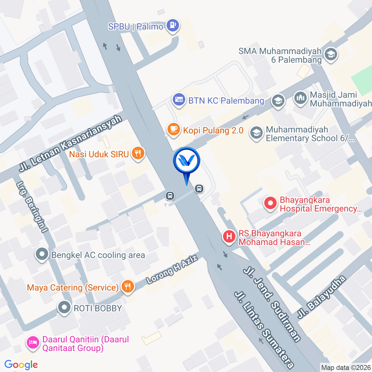 Peta Lokasi JL. JEND. SUDIRMAN (DEPAN SEKOLAH MUHAMMADIYAH), PALEMBANG