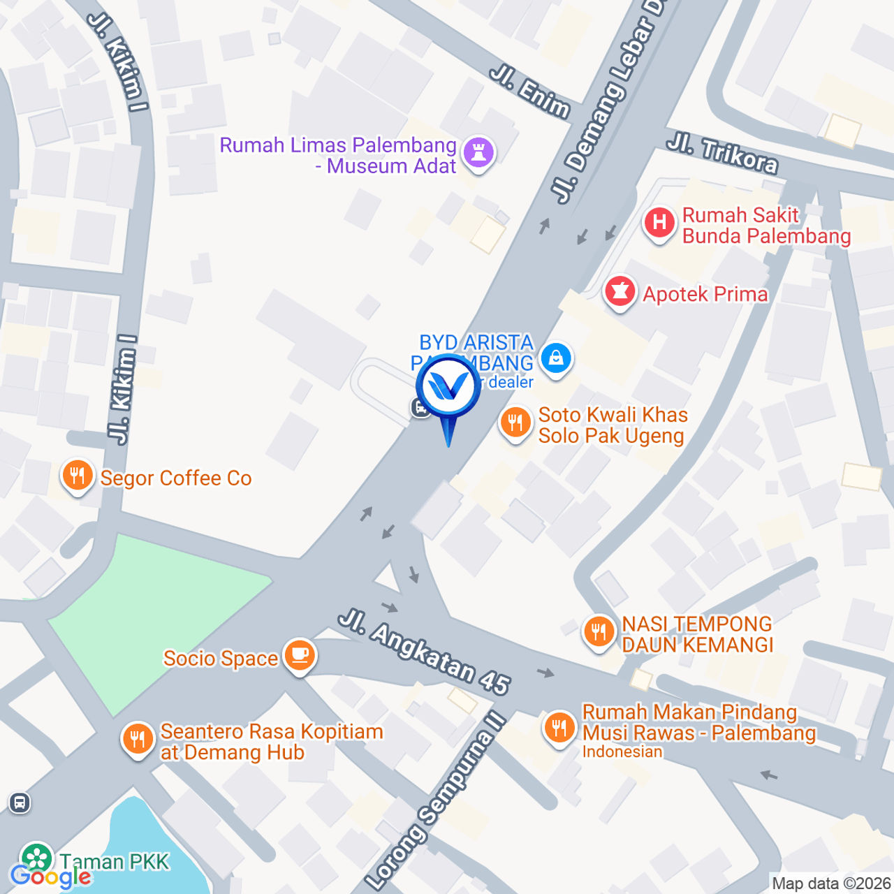 Peta Lokasi JL. Demang Lebar Daun Depan Dunkin Donat, Palembang