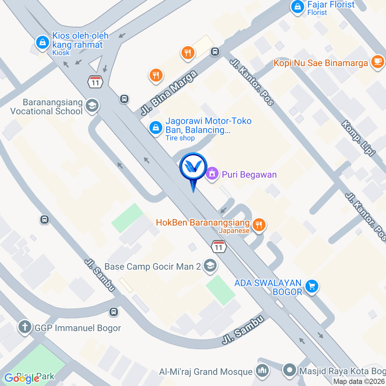 Peta Lokasi Jl. Raya Pajajaran (Depan Grapari), Bogor