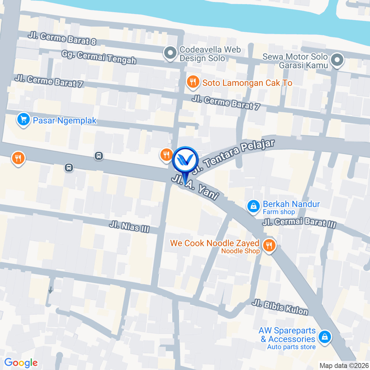 Peta Lokasi JL. AHMAD YANI (TIMUR PASAR NGEMPLAK), SOLO
