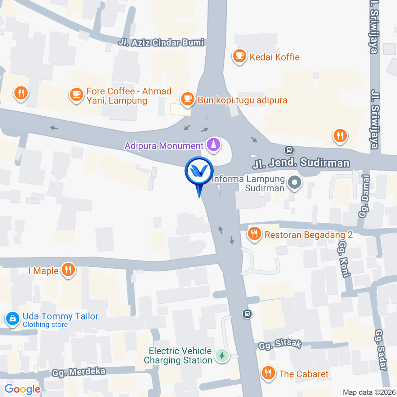 Peta Lokasi JL. Diponegoro - JL A. Yani (Bundaran Gajah) 1, Bandar Lampung