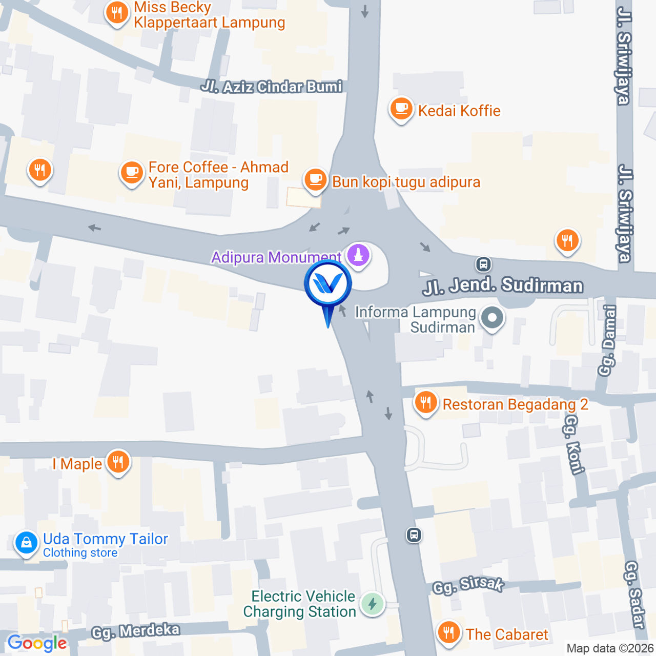 Peta Lokasi JL. Diponegoro - JL A. Yani (Bundaran Gajah) 2, Bandar Lampung