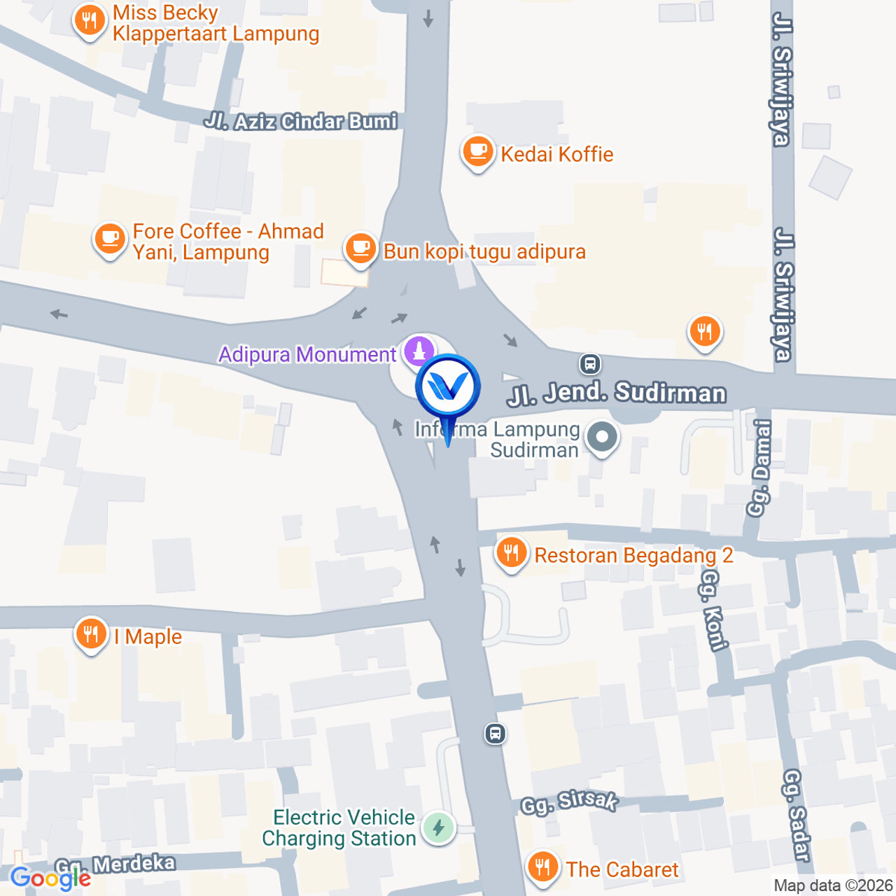Peta Lokasi JL. Diponegoro - Jl. Sudirman (Bundaran Gajah) 2, Bandar Lampung