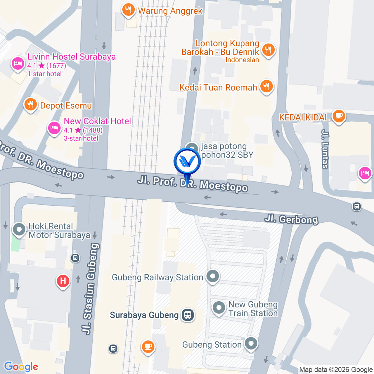Peta Lokasi JL. Dr. Mustopo - Gubeng, Surabaya