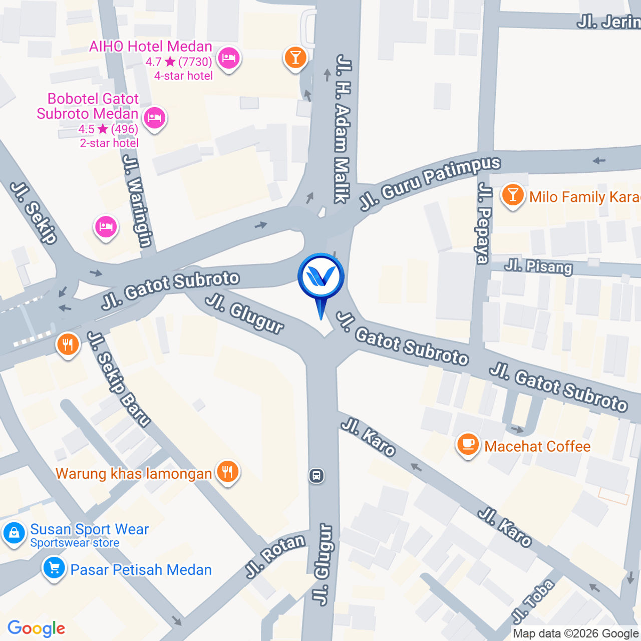 Peta Lokasi JL. Gatot Subroto (Bundaran SIB), Medan