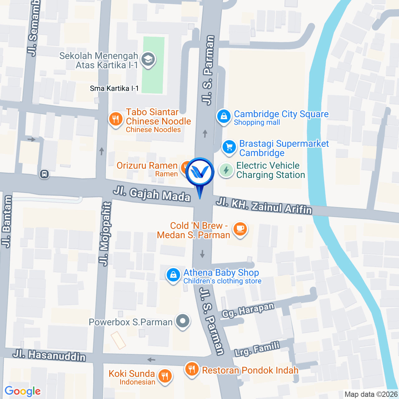 Peta Lokasi JL. S. Parman Simp. Jl. Gajah Mada, Medan