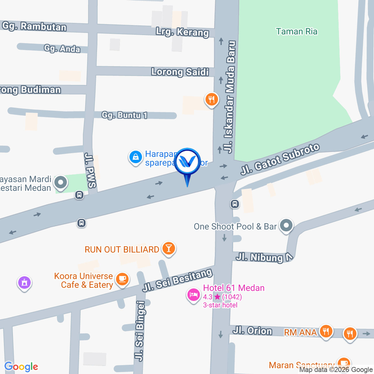 Peta Lokasi JL. Gatot Subroto Simp Jl. Iskandar Muda ( dekat Plaza Medan Fair ), Medan