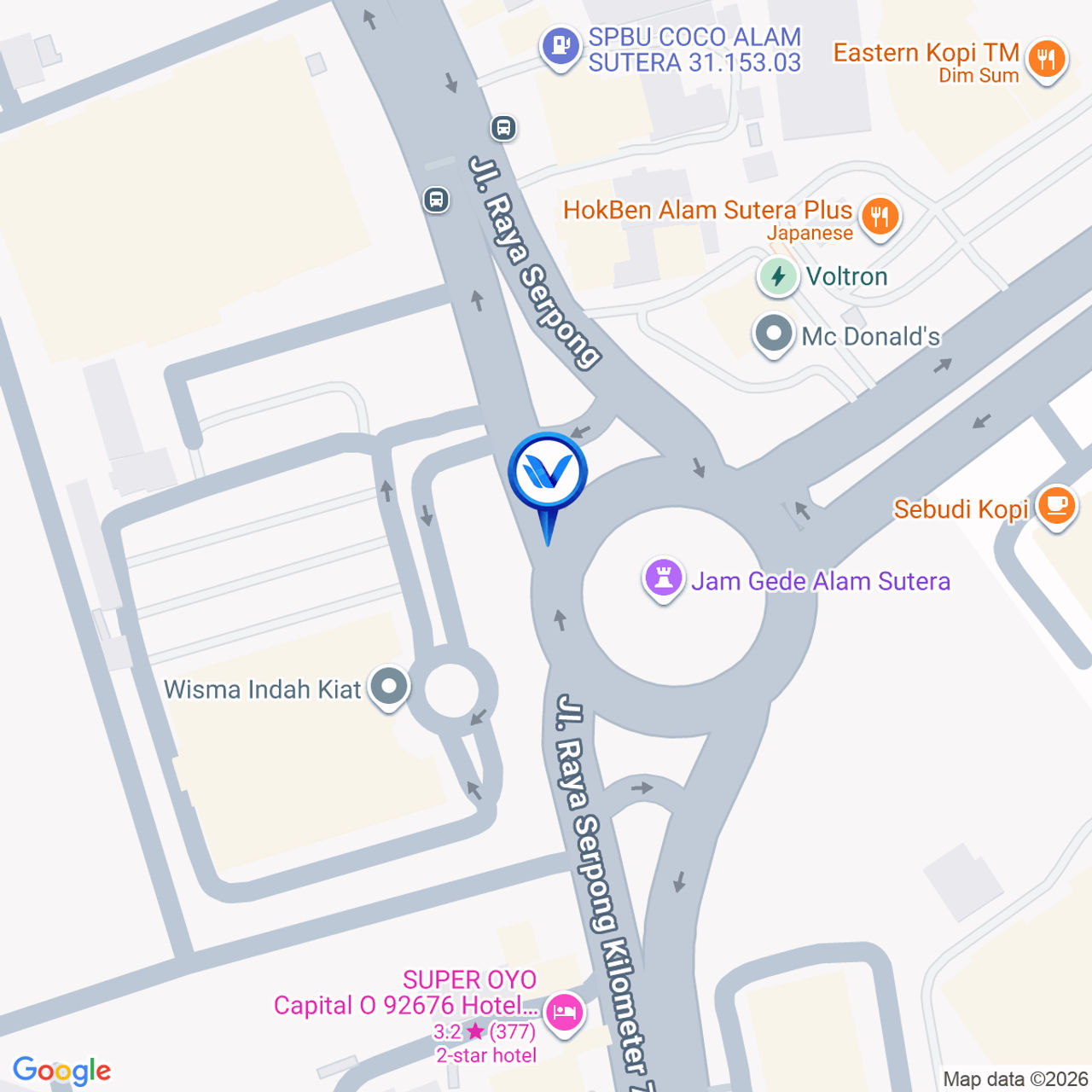 Peta Lokasi JL. Raya Serpong (Bundaran alam sutra/Samping pospol Alam Sutra), Tangerang Selatan
