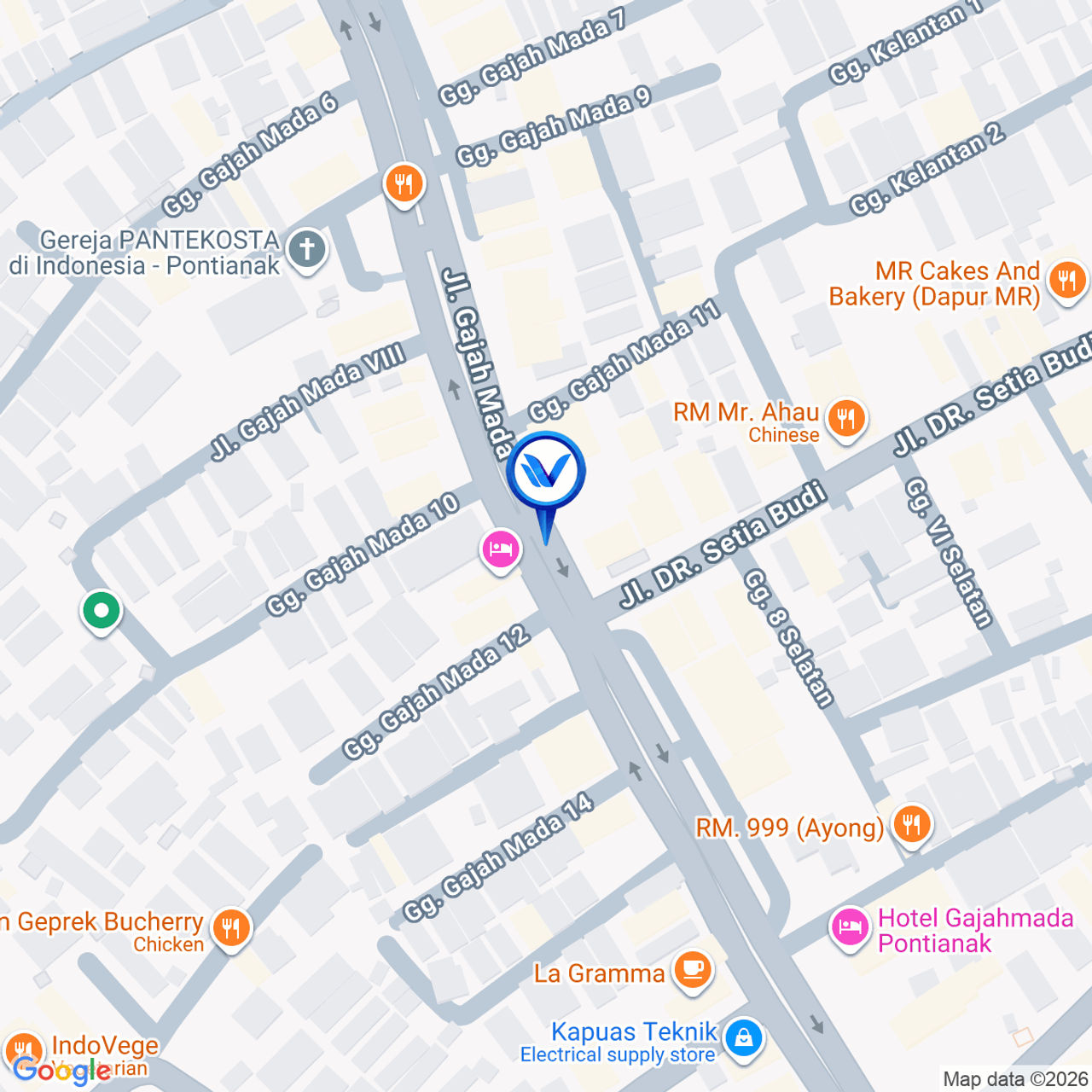 Peta Lokasi Median JL. Gajah Mada Depan JL. Setia Budi, Pontianak