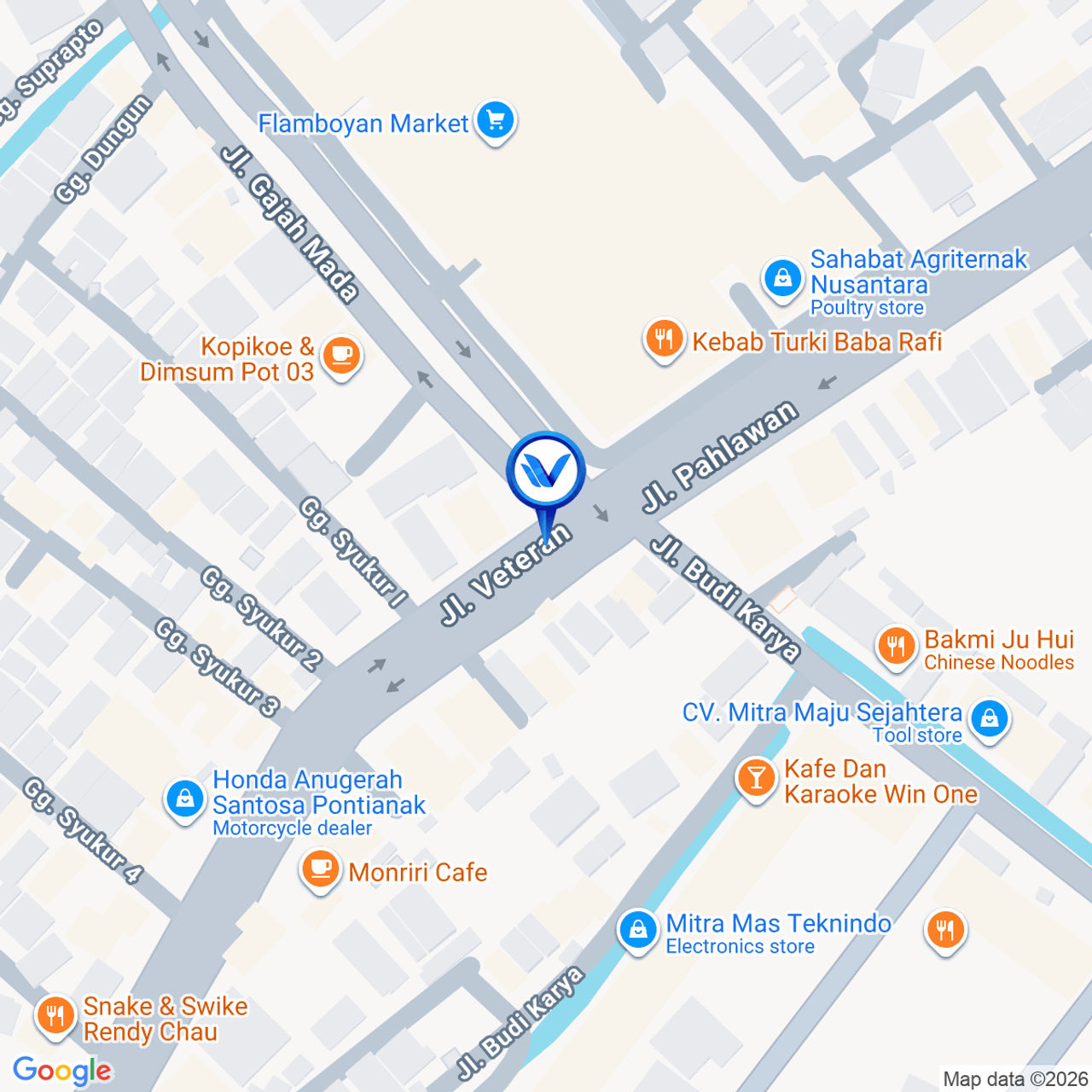 Peta Lokasi Median JL. Veteran Menuju JL. Ahmad Yani, Pontianak
