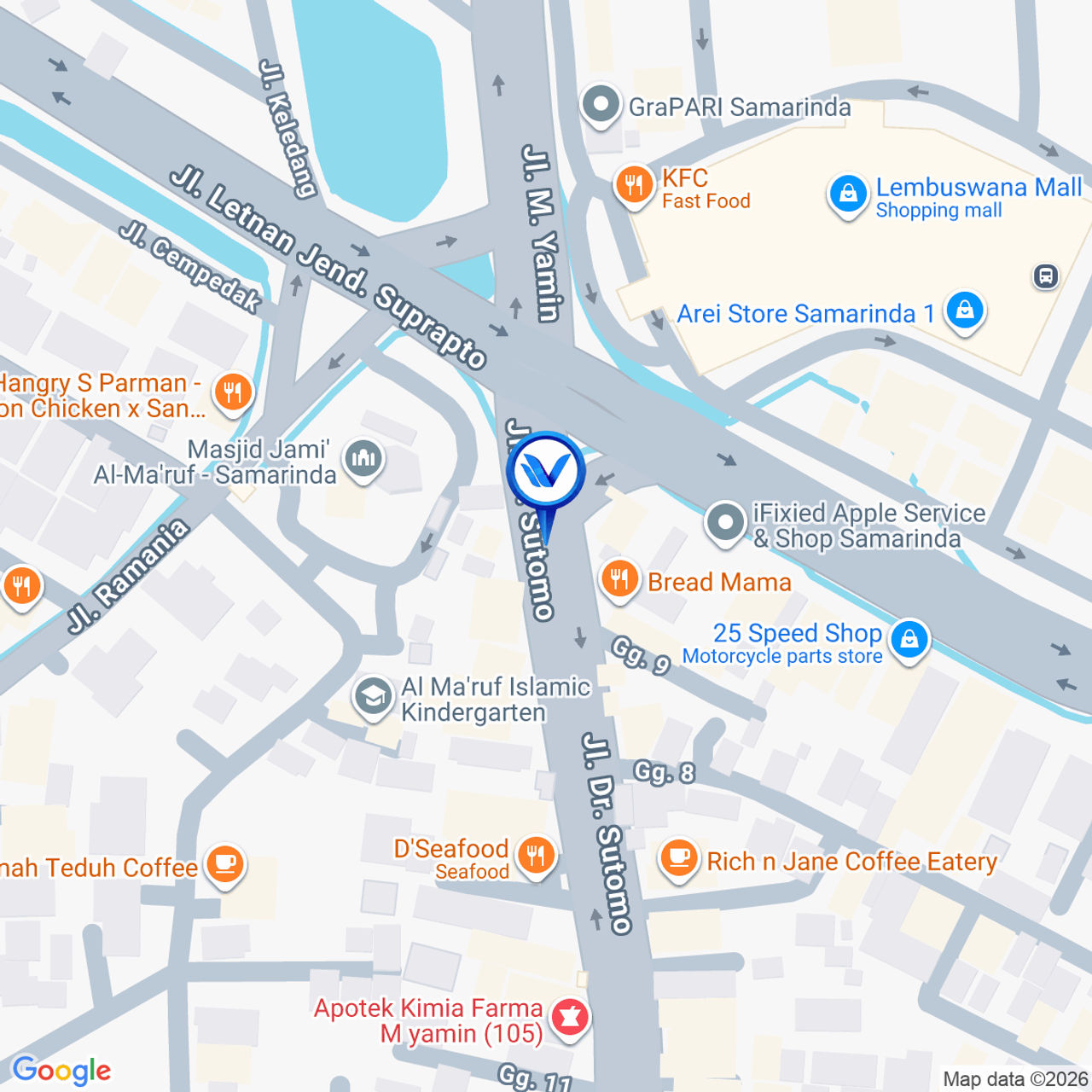 Peta Lokasi JL. Dr. Soetomo, Simpang 4 Lembuswana, Samarinda