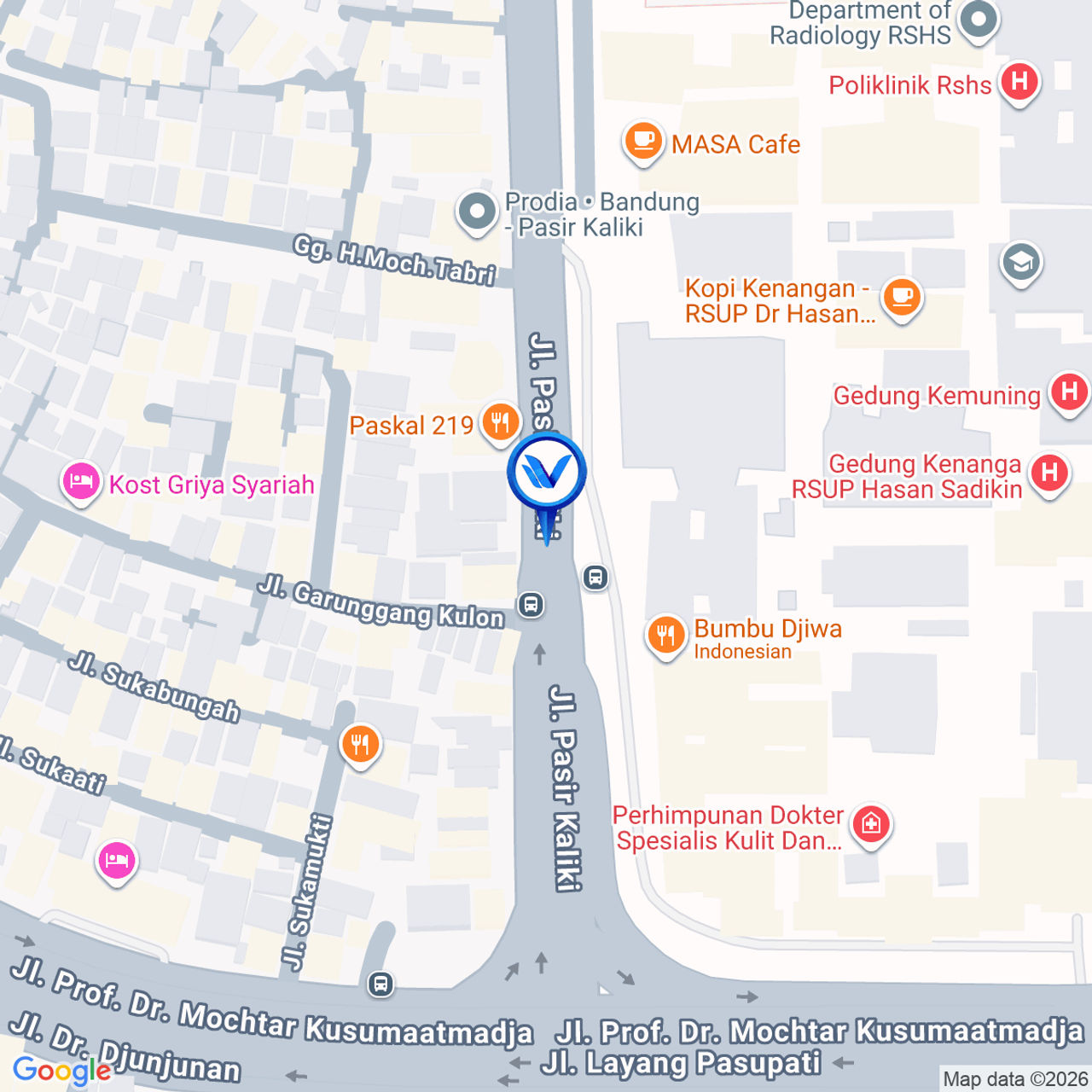 Peta Lokasi JL. Pasir Kaliki - Jl. Sukajadi (Depan RSHS), Bandung
