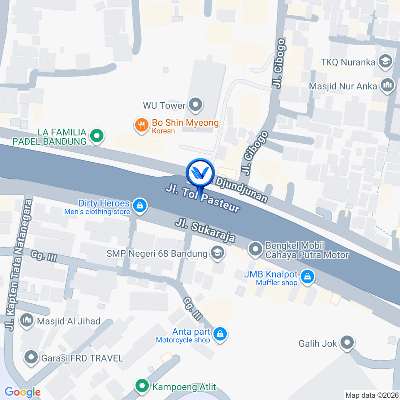 Peta Lokasi Tol Pasteur - Jl. Djununan Exit Tol Pasteur, Bandung