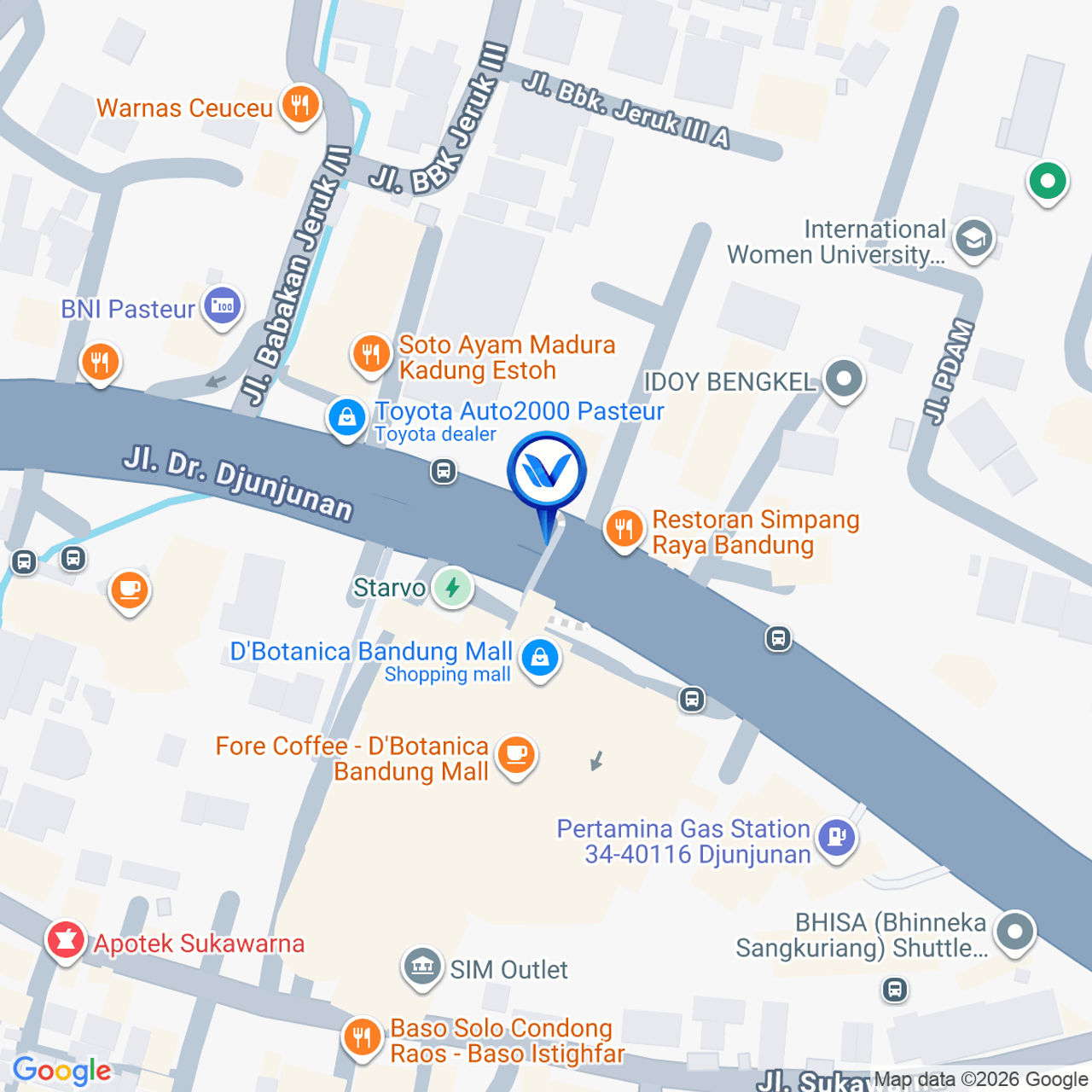 Peta Lokasi JPO JL. DR. DJUNJUNAN (DEPAN D'BOTANICA), BANDUNG