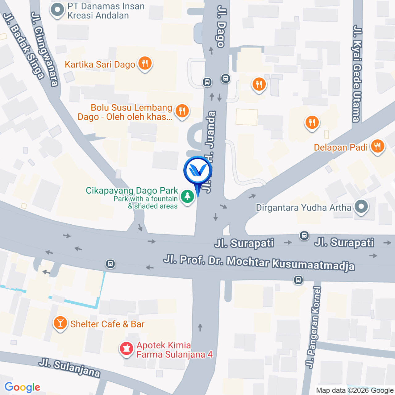 Peta Lokasi Jl. Ir. H. Juanda (Taman Cikapayang Dago), Bandung