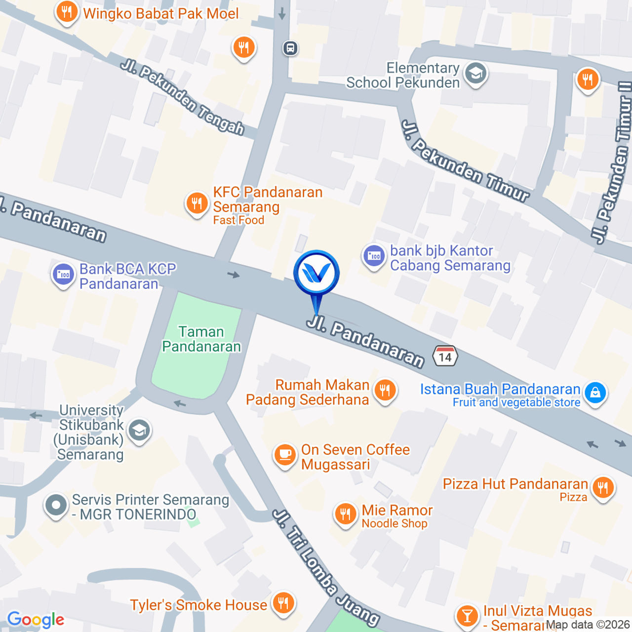 Peta Lokasi Jl. Pandanaran (Seberang Bank Mega Pandanaran), Semarang