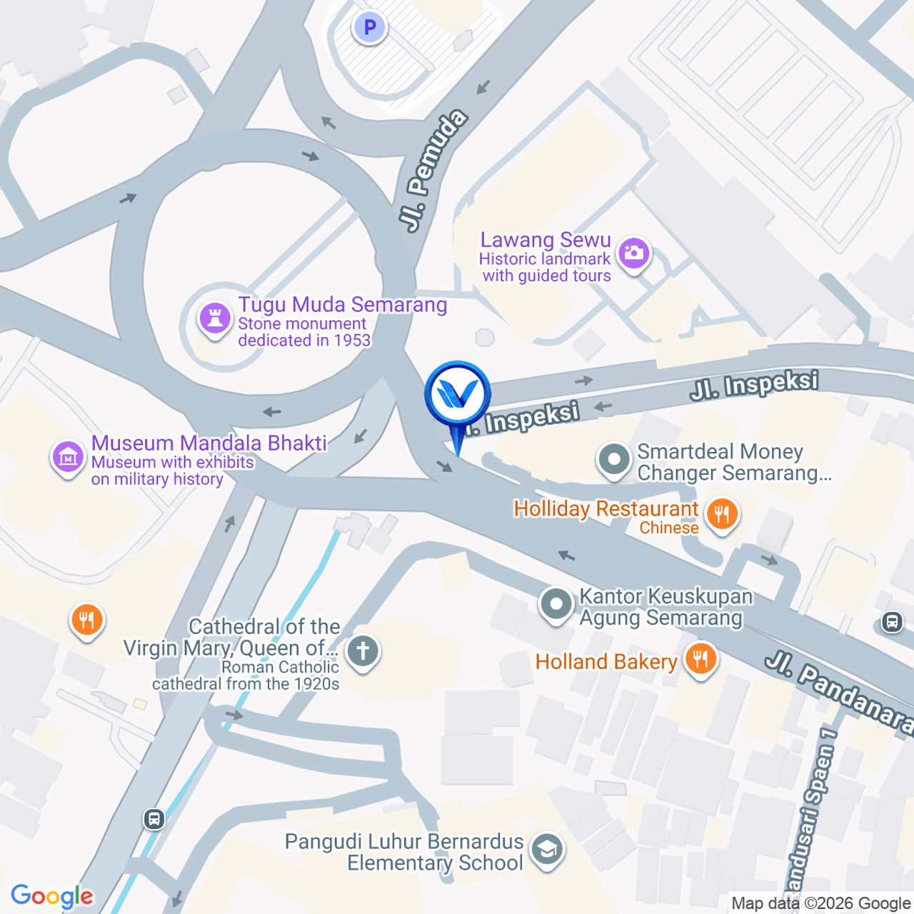 Peta Lokasi Jl. Pandanaran (Bundaran Tugu Muda), Semarang