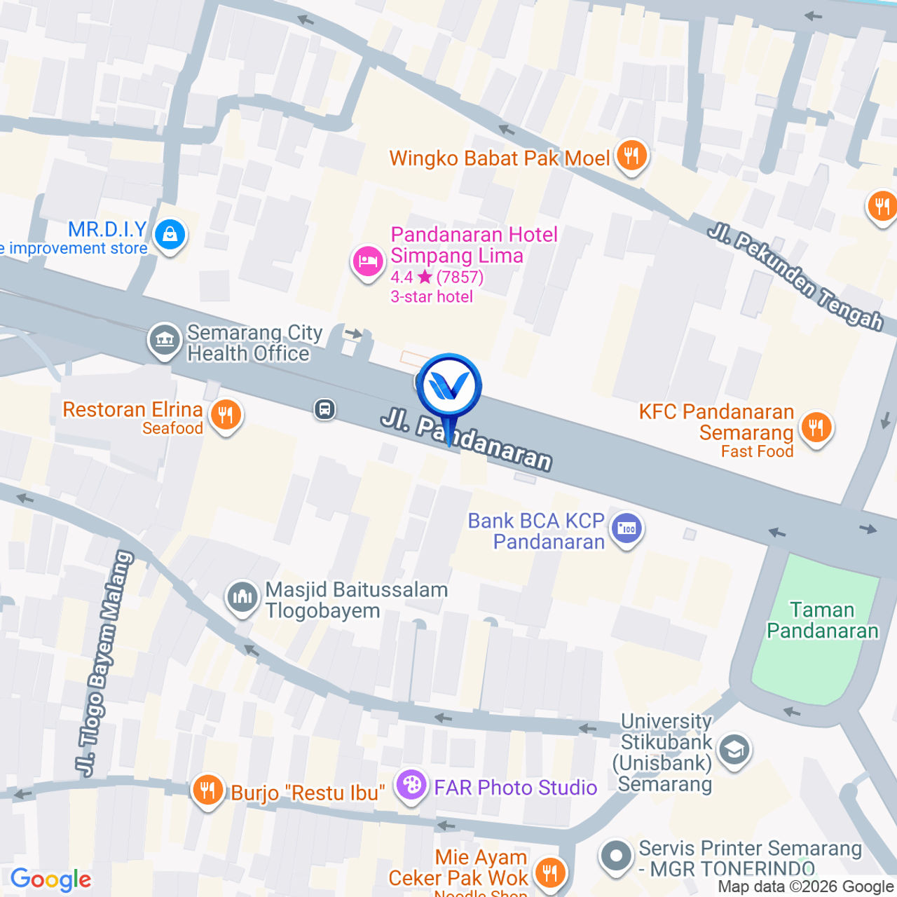 Peta Lokasi Jl. Pandanaran (Depan Dunlop Pandanaran), Semarang